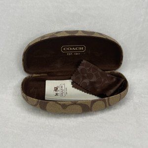 COACH Signature C Monogram Tan/Brown Hard Clamshell Glasses Case